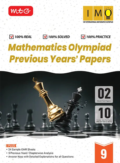 IMO Class-9 Olympiad 10 Previous Years Papers (2025-2021 Set A and B) Mathematics with Sample OMR Sheet For 2026-27 Exam, Publisher: MTG Learning Media Pvt Ltd
