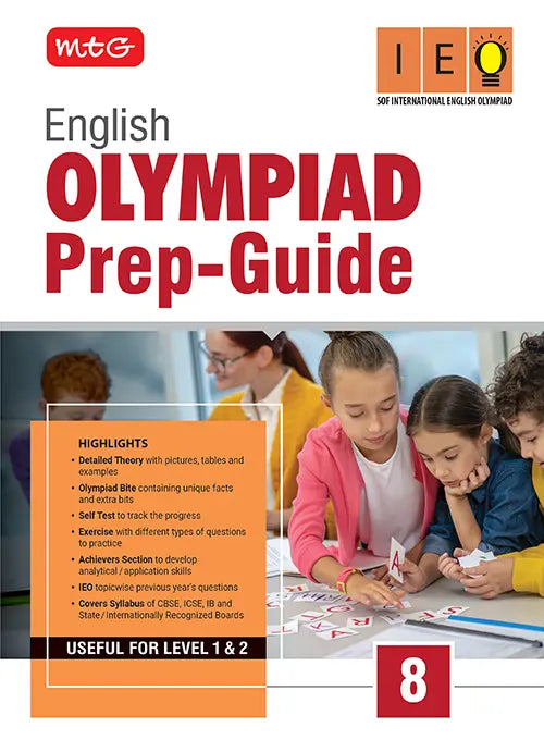 Class 8 Olympiad Prep-Guide (OPG) English (IEO) – Detailed Theory, Self Test For SOF 2026-27 Exam, Publisher: MTG Learning Media Pvt Ltd