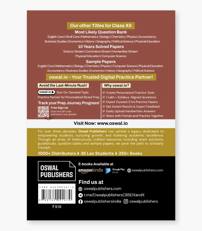 Biology Most Likely Question Bank CBSE Class 12 for 2027 Exam By Oswal Publishers