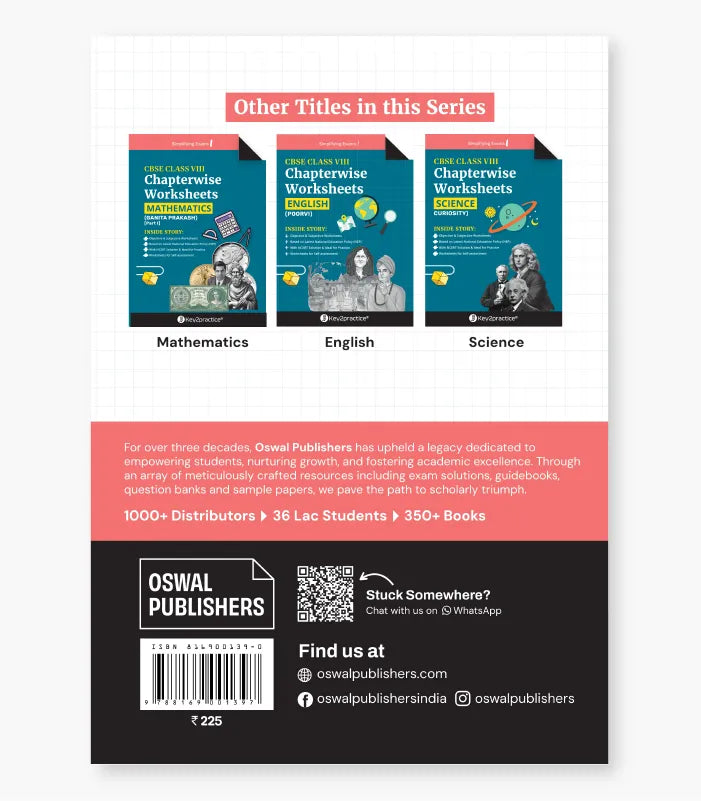 Social Science Chapterwise Worksheets CBSE Class 8 Exam 2027 By Oswal Publishers