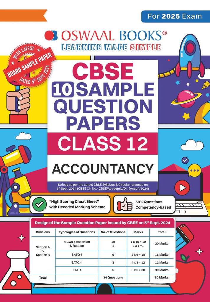CBSE 15 Sample Question Papers Class 12 Accountancy for 2026 Board Exam (As per CBSE Sample Question Paper issued on 30 July 2025), recommended by 2025 CBSE Toppers with Chapter wise Highly Probable Questions। Oswaal।