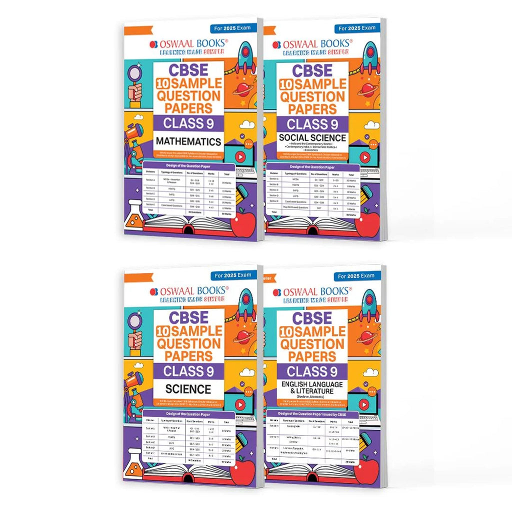 CBSE Sample Question Papers English, Mathematics, Science & Social Science Class 9 (Set of 4 Books) For 2025 Exam| Oswaal