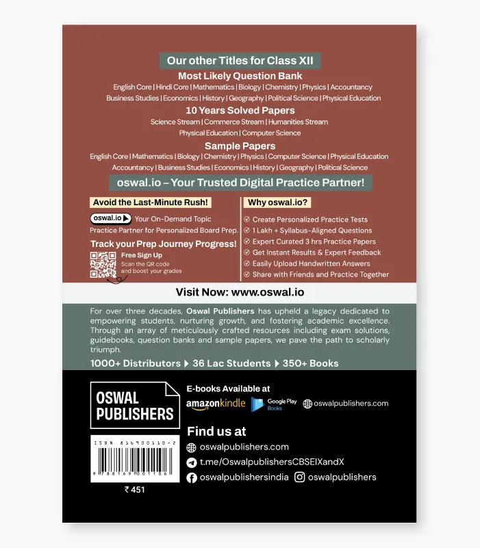 Economics Most Likely Question Bank CBSE Class 12 for 2027 Exam By Oswal Publishers