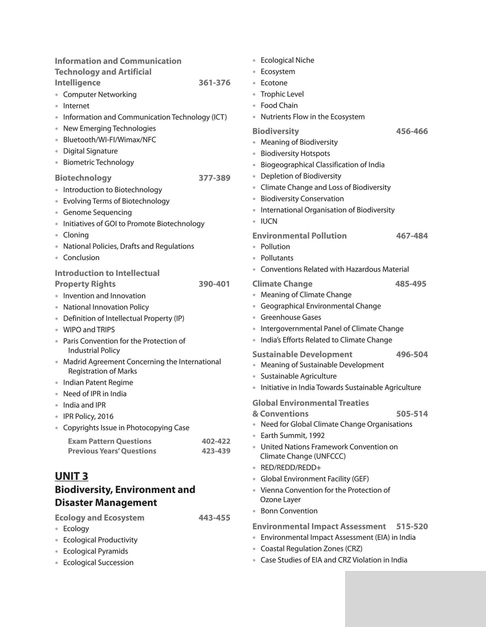 IAS Mains General Studies Paper - 3 Technology, Economic Development, Biodiversity, Environment, Security & Disaster Management