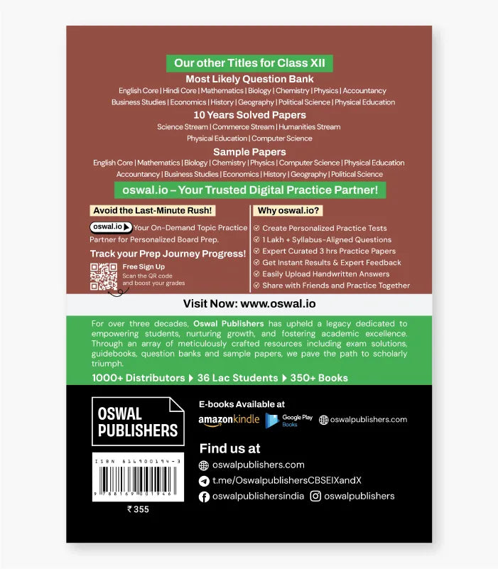 Hindi Core Most Likely CBSE Question Bank Class 12 Exam 2027 By Oswal Publishers
