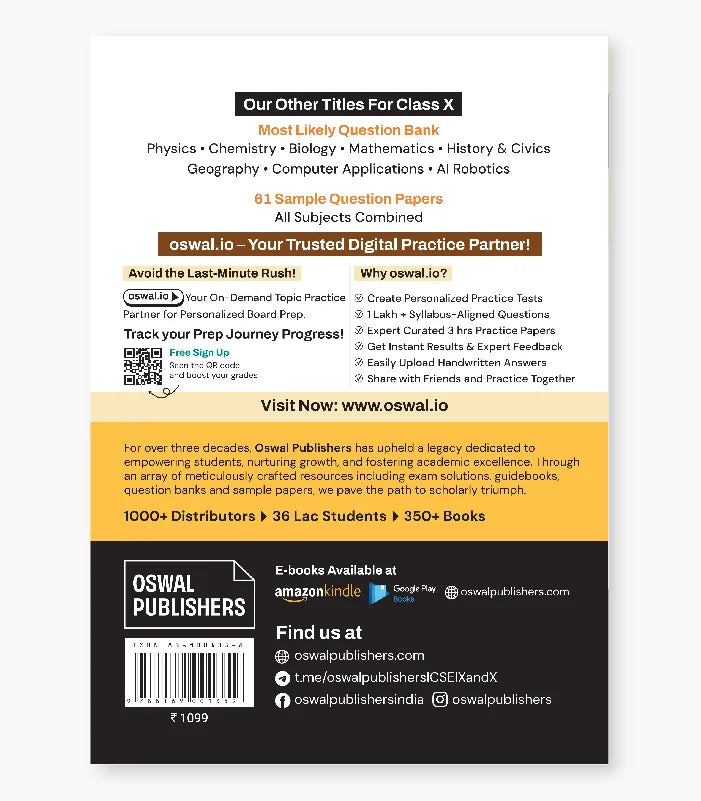 10 Years Solved Papers ICSE Class 10 for 2027 Exam By Oswal Publishers