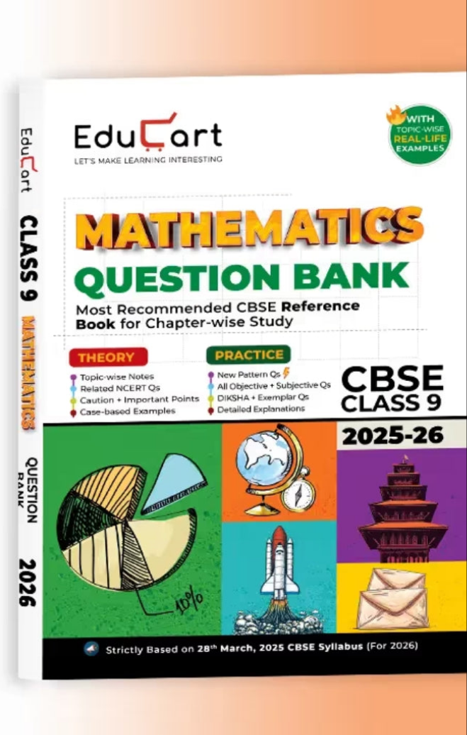 Educart CBSE Question Bank Class 9 Mathematics 2025-26 on new Syllabus 2026 (Most Recommended NCERT based Reference Book)