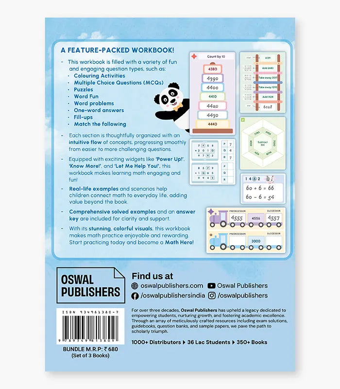 Key2practice Class 3 Maths Hero Bundle (Set of 3 Workbooks) By Oswal Publishers