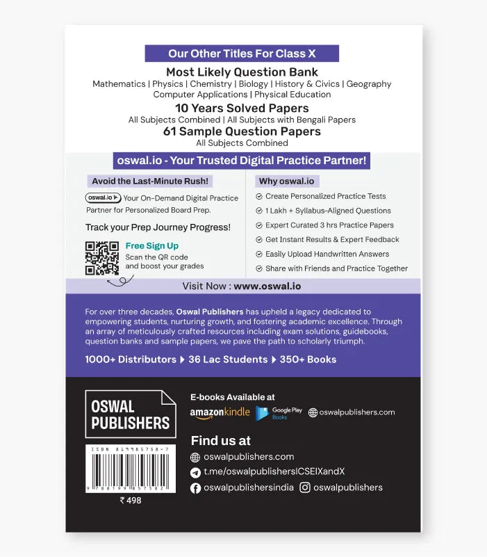 Mathematics Most Likely Question Bank ICSE Class 10 For 2027 Exam By Oswal Publishers
