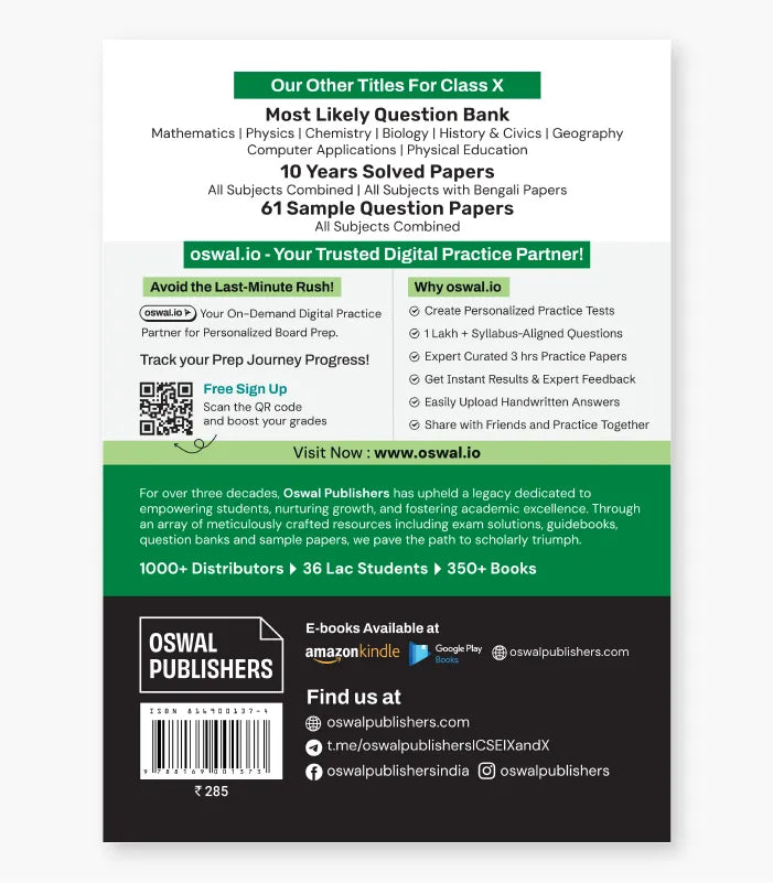 Physical Education Most Likely Question Bank ICSE Class 10 For 2027 Exam By Oswal Publishers