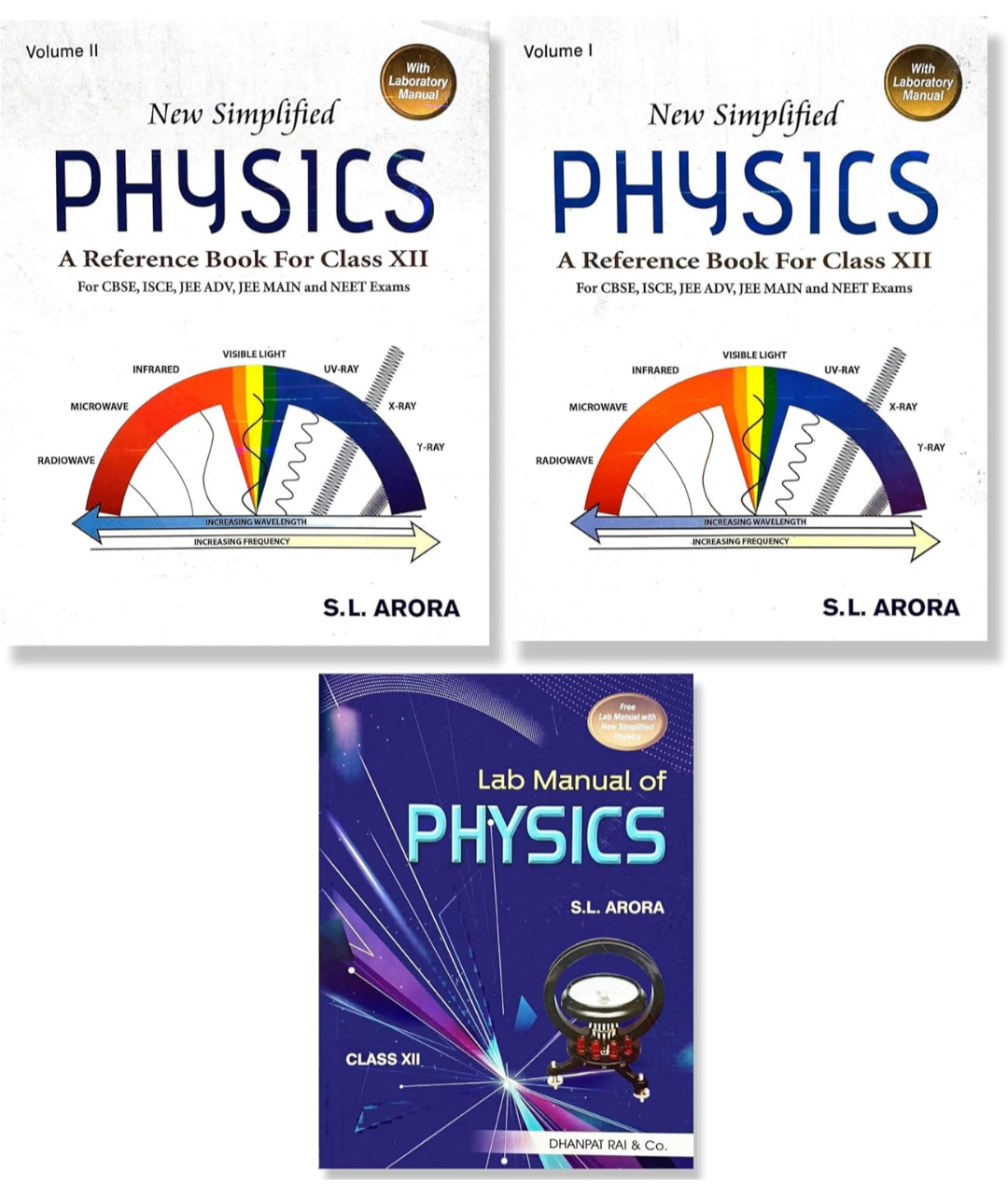 New Simplified Physics Volume 1 & 2 + FREE Lab manual for class 12 ( set of 3 books) DHANPAT RAI & Co. BY SL ARORA (2025-26)