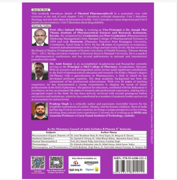 PHYSICAL PHARMACEUTICS-II BOOK B.PHARM 4TH SEMESTER AUTHORS : DR. SUBASH PHILIP, DR. MANASA DEEPA R, NIKHIL S BHUJBAL THAKUR PUBLICATIONS PVT LTD