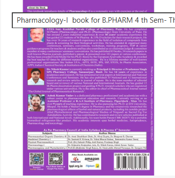 PHARMACOLOGY-I BOOK B.PHARM 4TH SEMESTER, Dr. B.B. Jain, Dr. Nilesh Kumar, Dr. Arabinda Nayak, , THAKUR PUBLICATIONS PVT LTD