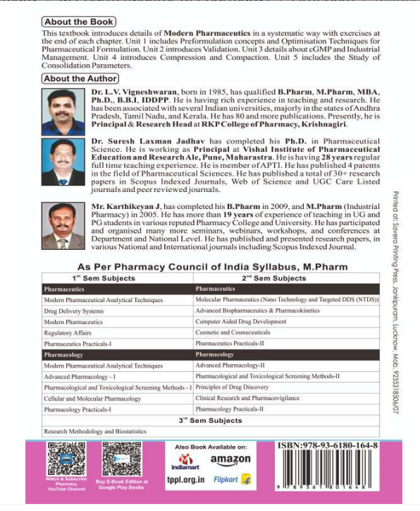 MODERN PHARMACEUTICS | M.PHARM | FIRST SEMESTER, THAKUR PUBLICATIONS PVT LTD