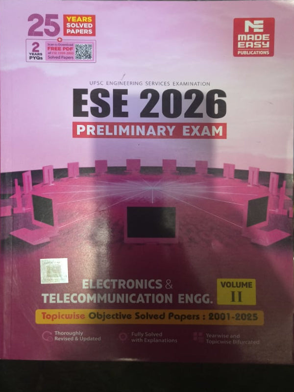 ESE 2026 Preliminary Exam Electronics & Telecommunication Engg. Volume II Topicwise Objective Solved Papers: 2001-2025 | Electronics & Telecommunication Engineering | Made Easy Pub