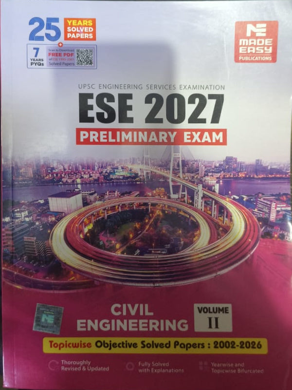 ESE 2027 Preliminary Exam Civil Engineering Volume II: Topicwise Objective Solved Papers: 2002-2026 | Made Easy Publications | Civil Engineering