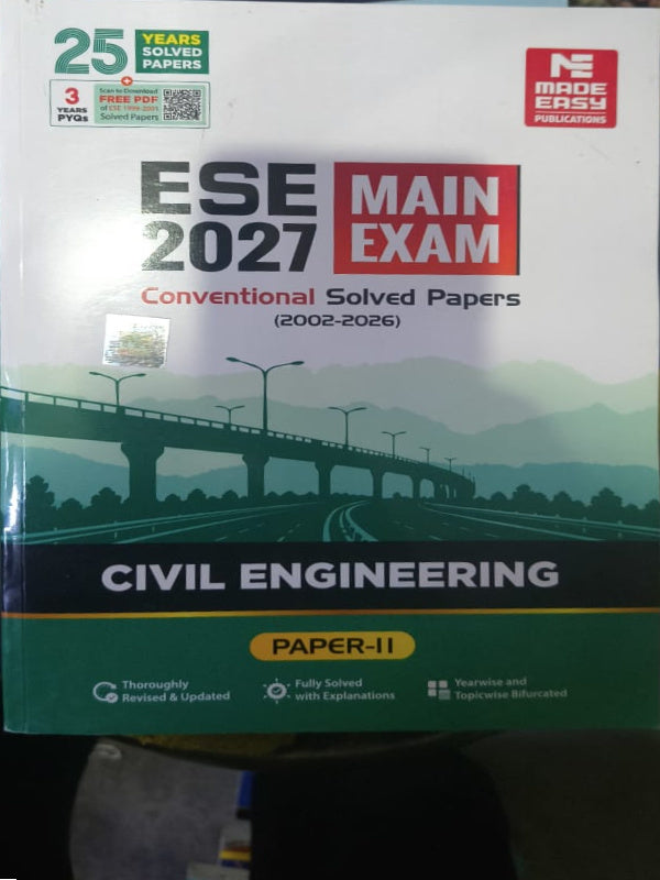ESE MAIN EXAM 2027 Conventional Solved Papers (2002-2026) Civil Engineering Paper-II | MADE EASY Publications | Civil Engineering
