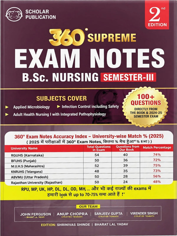 360° Supreme Exam Notes B.Sc. Nursing Semester-III | B.Sc. Nursing – Semester-III | 2nd Edition | Scholar Publication | B.Sc. Nursing – Semester-III | 2nd Edition