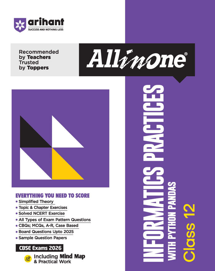 CBSE All in One Informatics Practices with Python Pandas Class 12 Exam 2025-2026 | Sample Question Papers | Including Mind Map & Practical Work