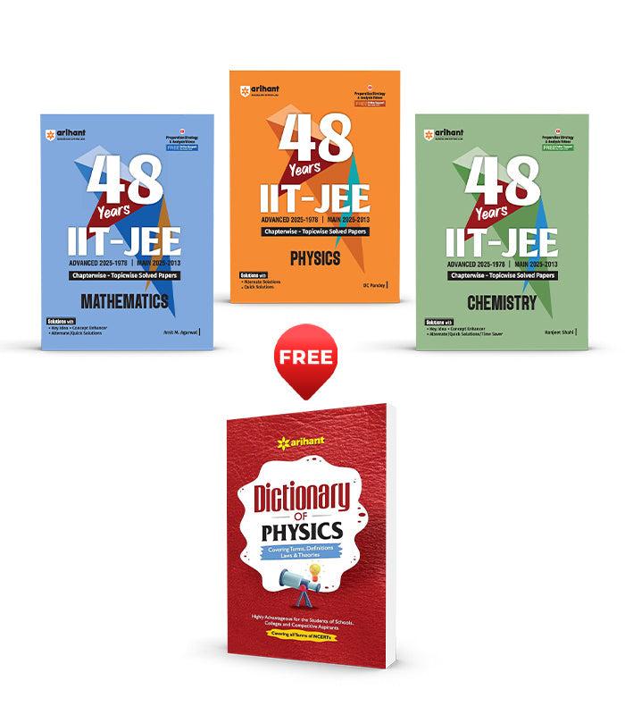 Combo of IIT JEE (Main & Advanced) 48 Year Chapterwise & Topicwise solved papers (2025-1978) | Physics, Chemistry, Mathematics | With Free Dictionary of Physics|Arihant|
