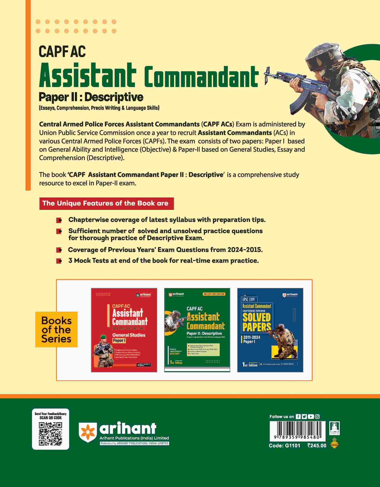 UPSC CAPF Assistant Commandant 2025 Descriptive (Paper-II) | 1st Edition | English Medium