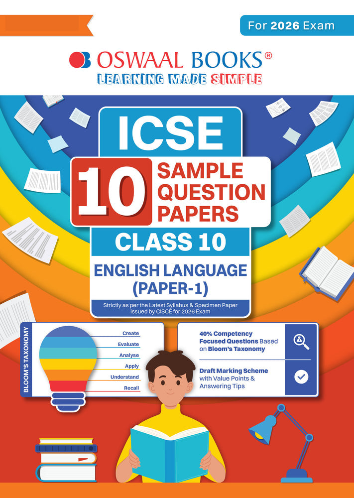 ICSE 10 Sample Question Papers Class 10 English Paper-1 (Language) for Board Exam 2026 (Strictly aligned with CISCE Latest Specimen Paper 2026), Competency-Based Questions, Mind Maps, On-Tips Notes, Solved MCQs, Revision with Explanations