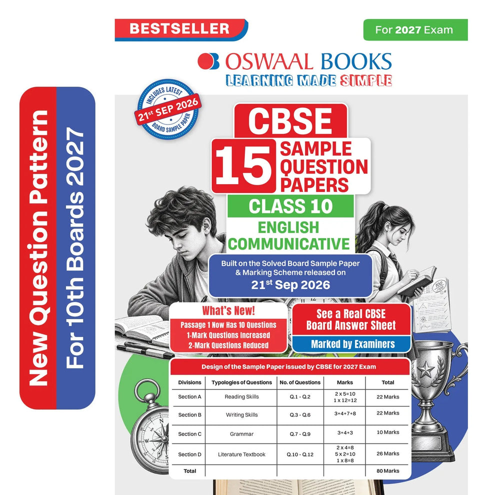 Oswaal CBSE 15 Sample Question Papers Class 10 English Communicative (For 2027 Exam)