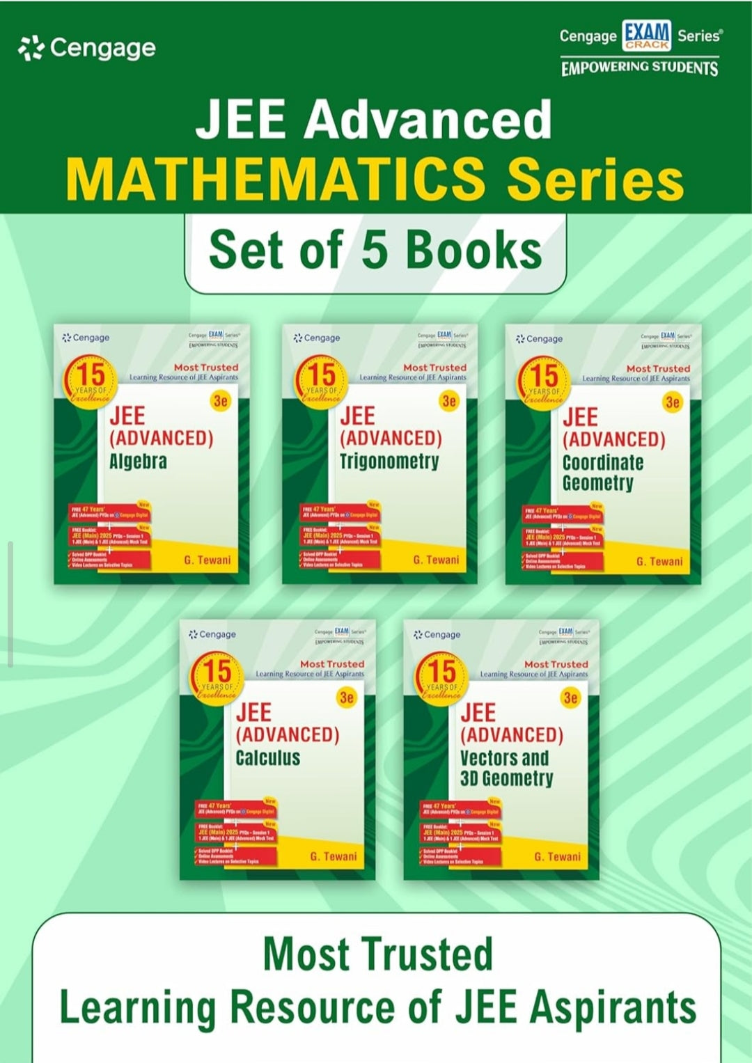 Cengage Mathematics Combo for JEE Advanced: Algebra + Calculus + Coordinate Geometry + Trigonometry + Vectors and 3D Geometry Set of 5 Books with Free Online Assessments & Digital Content