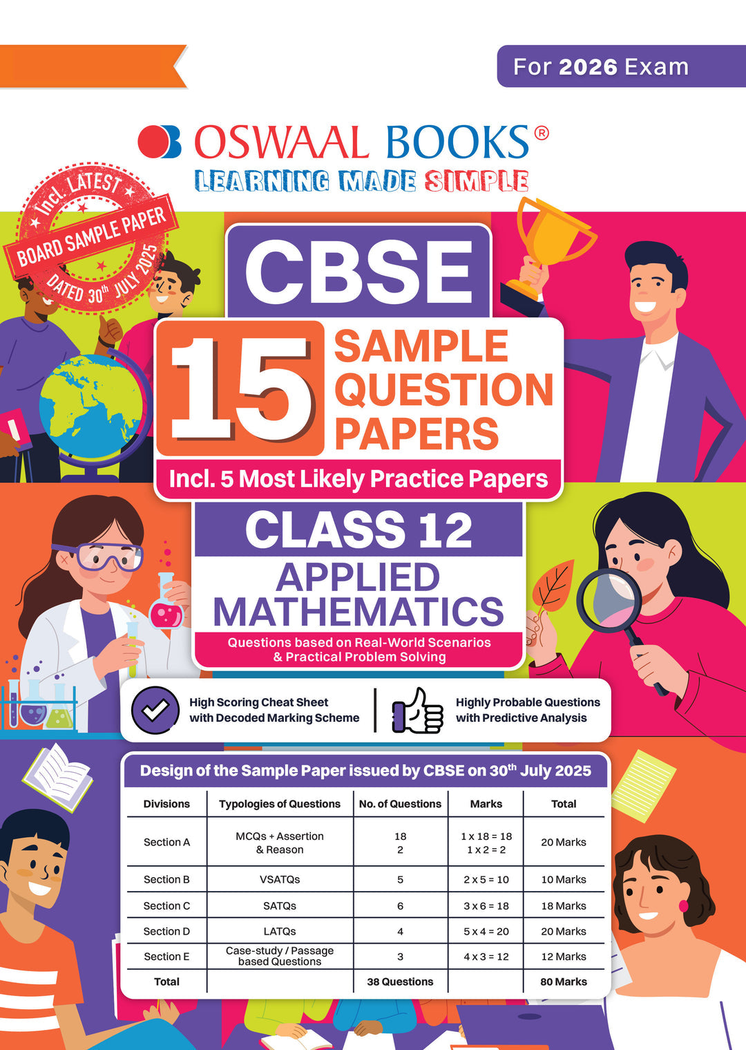 CBSE 15 Sample Question Papers Class 12 Applied Mathematics for 2026 Board Exam (As per CBSE Sample Question Paper issued on 30 July 2025), recommended by 2025 CBSE Toppers with Chapter wise Highly Probable Questions। Oswaal।
