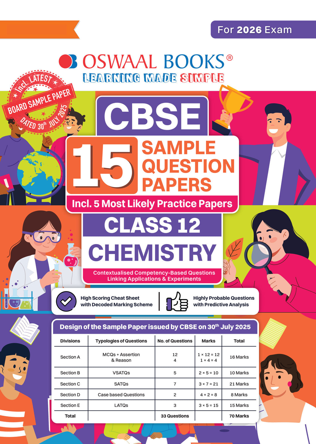 CBSE 15 Sample Question Papers Class 12 Chemistry for 2026 Board Exam (As per CBSE Sample Question Paper issued on 30 July 2025), recommended by 2025 CBSE Toppers with Chapter wise Highly Probable Questions । Oswaal।
