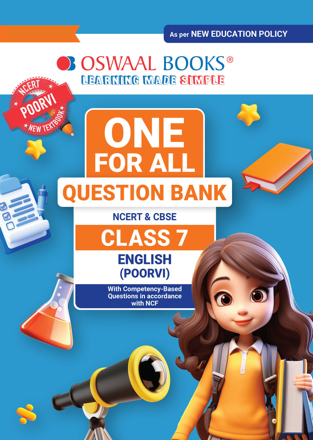 CBSE Class-7 One for All English (Poorvi) For 2025-26 Exam | As Per Latest NCERT & CBSE Syllabus | Chapter-Wise Question Bank, Revision Notes, Literature, Grammar & Competency Based Questions (oswaal publication)