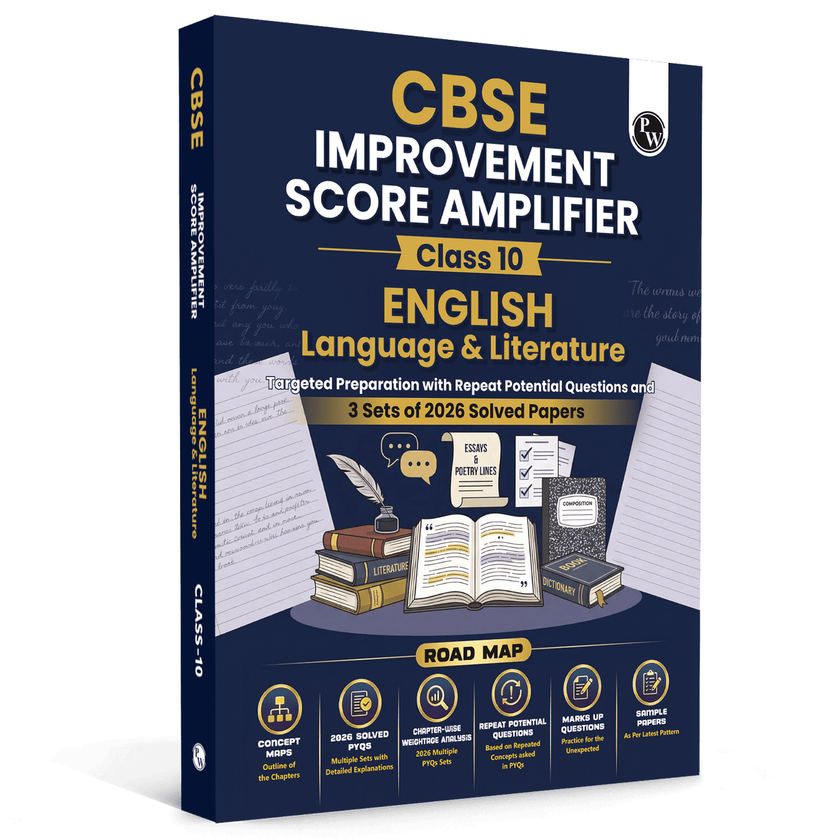 CBSE Improvement Score Amplifier Class 10 English For 2026 Improvement Board Exams | 5 PYQs Sets of 2026 Solved Papers | Sample Papers & Chapter-wise Concepts Maps
By PW