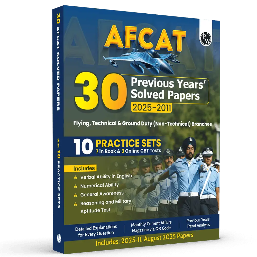 30 AFCAT Previous Years' Solved Papers (2025 - 2011) with August 2025 Paper For Flying, Technical & Ground Duty (Non-Technical) Branches 2026 Exam | PYQs | 10 Practice Sets
