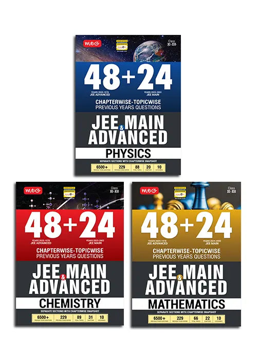 48+24 Years JEE Main and Advanced Physics, Chemistry and Mathematics