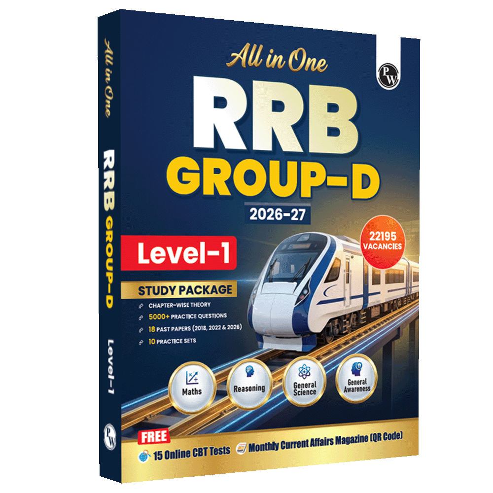 PW All in One RRB Group D Level-1 For 2026-27 Exam | Chapterwise Theory, Short Tricks and Exercises | 15 Previous Year Papers (PYQs) 2018- 2026 with 15 Practice Sets
By PW