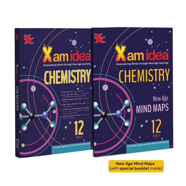 Xam idea Chemistry Class 12 – (CBSE 2026-27) | Mind Maps | Solved NCERT | Solved PYQs | MCQs, A-R, Case-based, VSA, SA, LA Questions | Solved 2026 CBSE Examination & Sample Papers