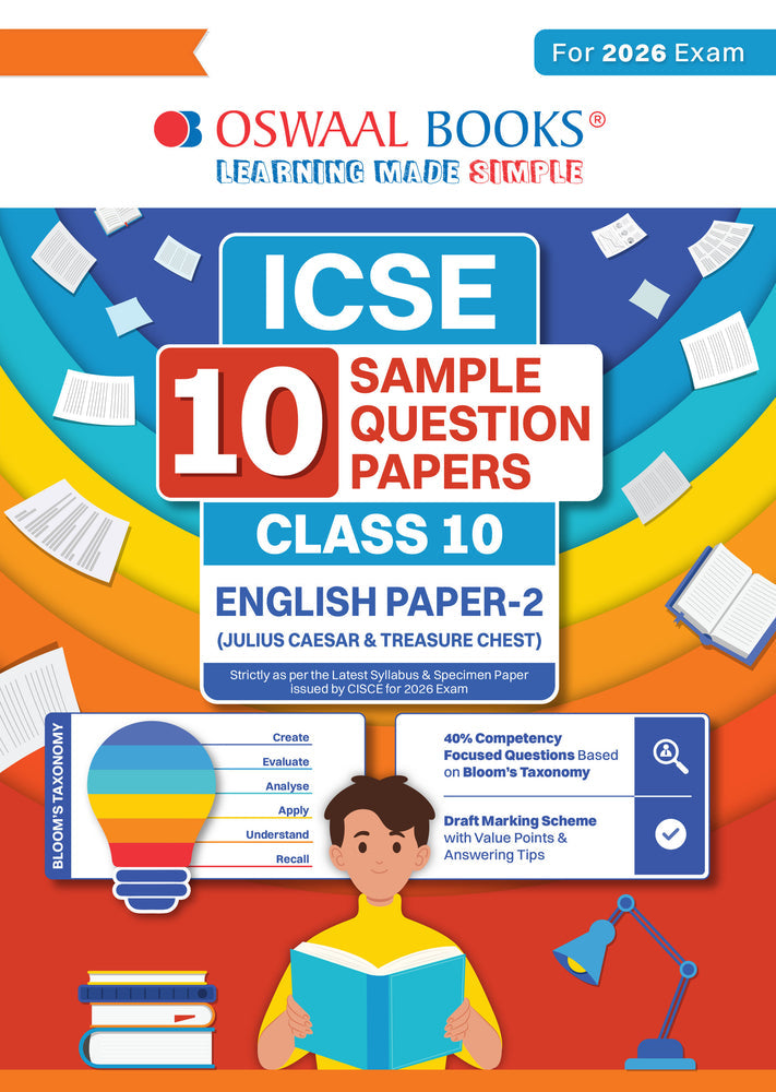 ICSE 10 Sample Question Papers Class 10 English Paper-2 (Literature) for Board Exam 2026 (Strictly aligned with CISCE Latest Specimen Paper 2026), Competency-Based Questions, Mind Maps, On-Tips Notes, Solved MCQs, Revision with Explanations