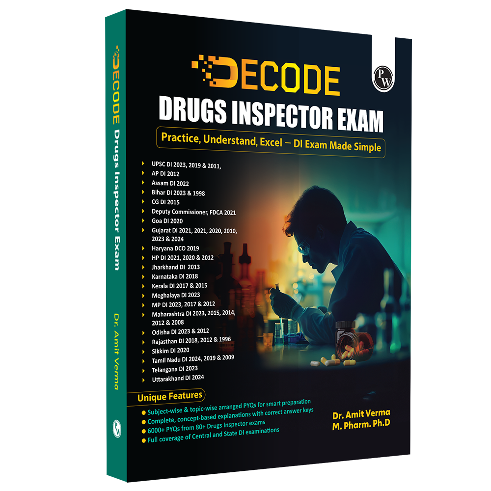Decode Pharma Book For Drugs Inspector Exam By Amit Verma For 2026 Exams | 6000+ Subjectwise & Topicwise Arranged PYQs
By PW