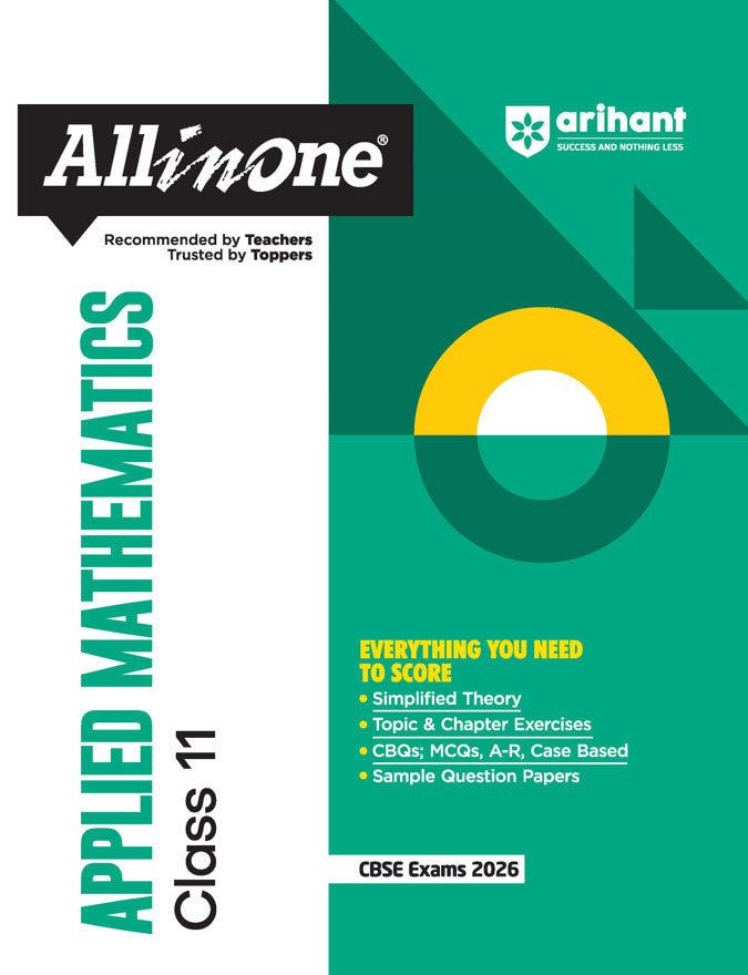 CBSE All in One Applied Mathematics Class 11 Exam 2025-26 | Topic & Chapter Exercises, CBQs, MCQs, A-R, Case Based, Sample Question Papers