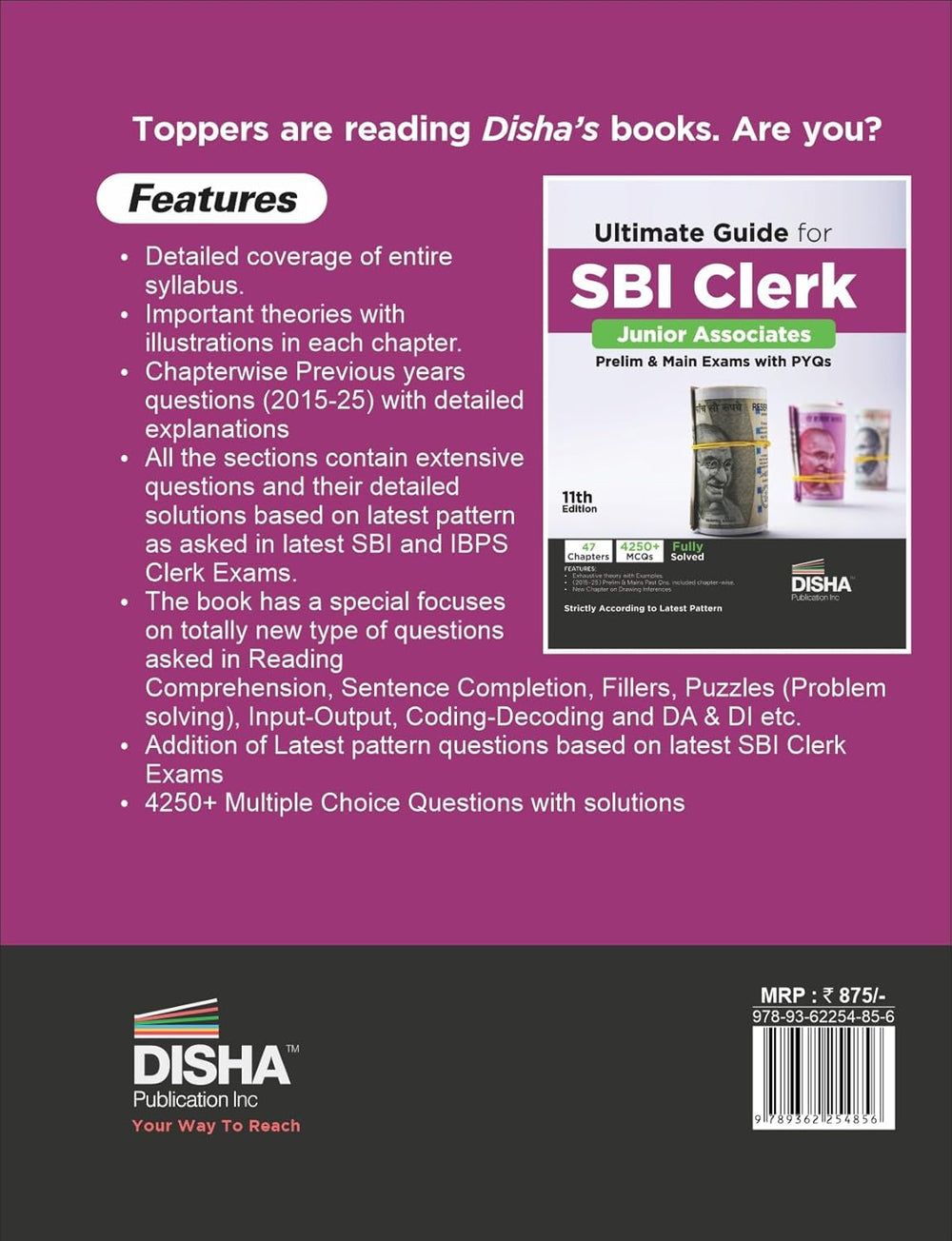 Ultimate Guide for SBI Clerk Junior Associates Prelim & Main Exams with PYQs 11th Edition | 4000+ MCQs | Fully Solved | General Banking|Disha|
