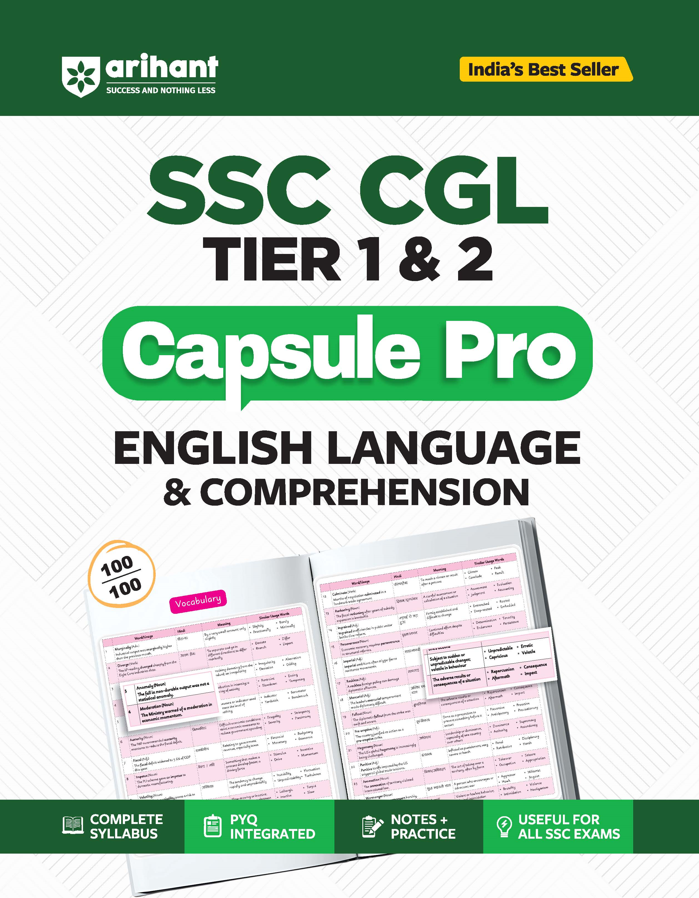 SSC CGL (Tier 1 & 2) English Language & Comprehension Capsule Pro Notes | Complete Syllabus, PYQ Integrated, Notes & Practice | Useful for All SSC Exams | English Medium| Arihant