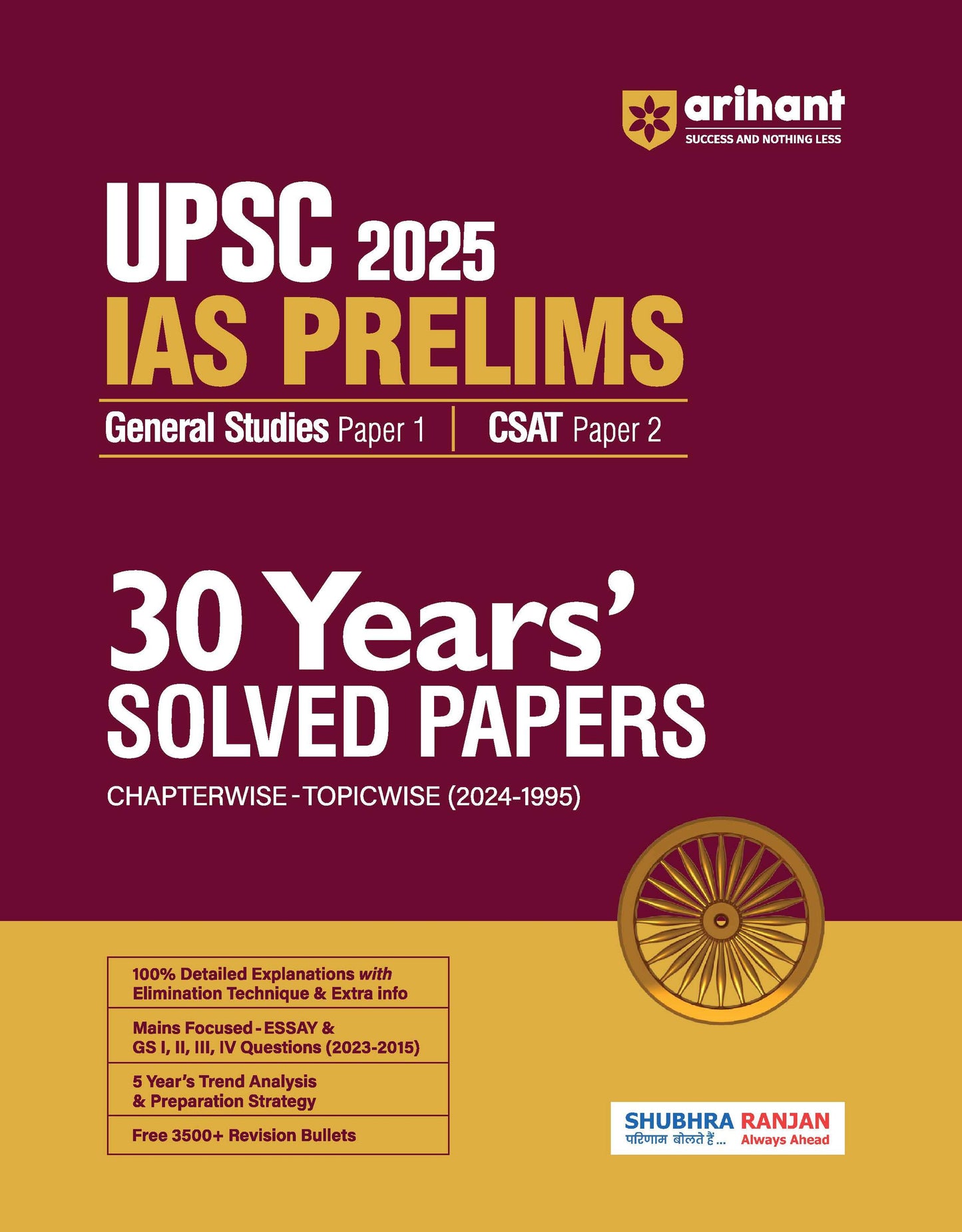UPSC IAS & State PCS Pre Exam 2025 GS (Paper1) and CSAT (Paper2) | 30 Years Solved Papers (2024 - 1995) | English Medium