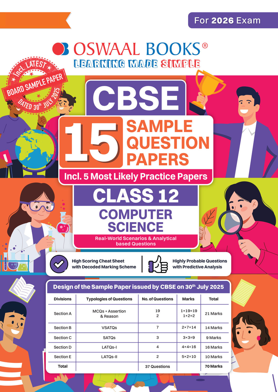 CBSE 15 Sample Question Papers Class 12 Computer Science for 2026 Board Exam (As per CBSE Sample Question Paper issued on 30 July 2025), recommended by 2025 CBSE Toppers with Chapter wise Highly Probable Questions । Oswaal।