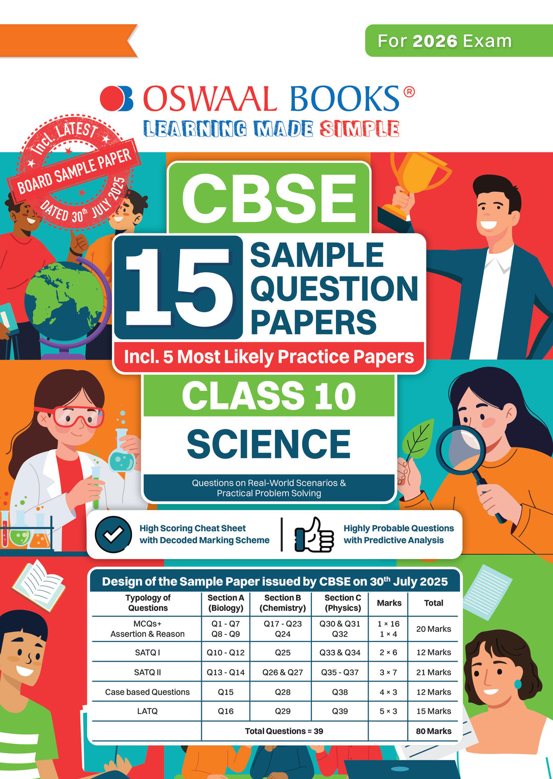 CBSE 15 Sample Question Papers Class 10 Science for 2026 Board Exam (As per CBSE Sample Question Paper issued on 30 July 2025), recommended by 2025 CBSE Toppers with Chapter wise Highly Probable Questions । Oswaal।