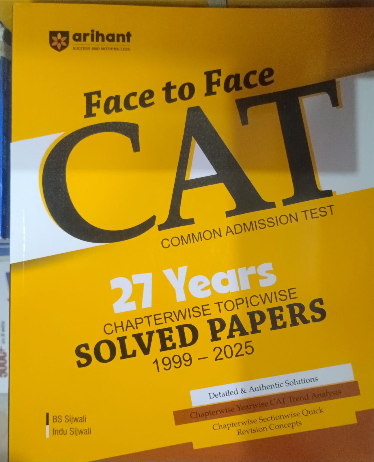 Arihant Face to Face CAT 27 Years Chapterwise Topicwise Solved Papers 1999-2025