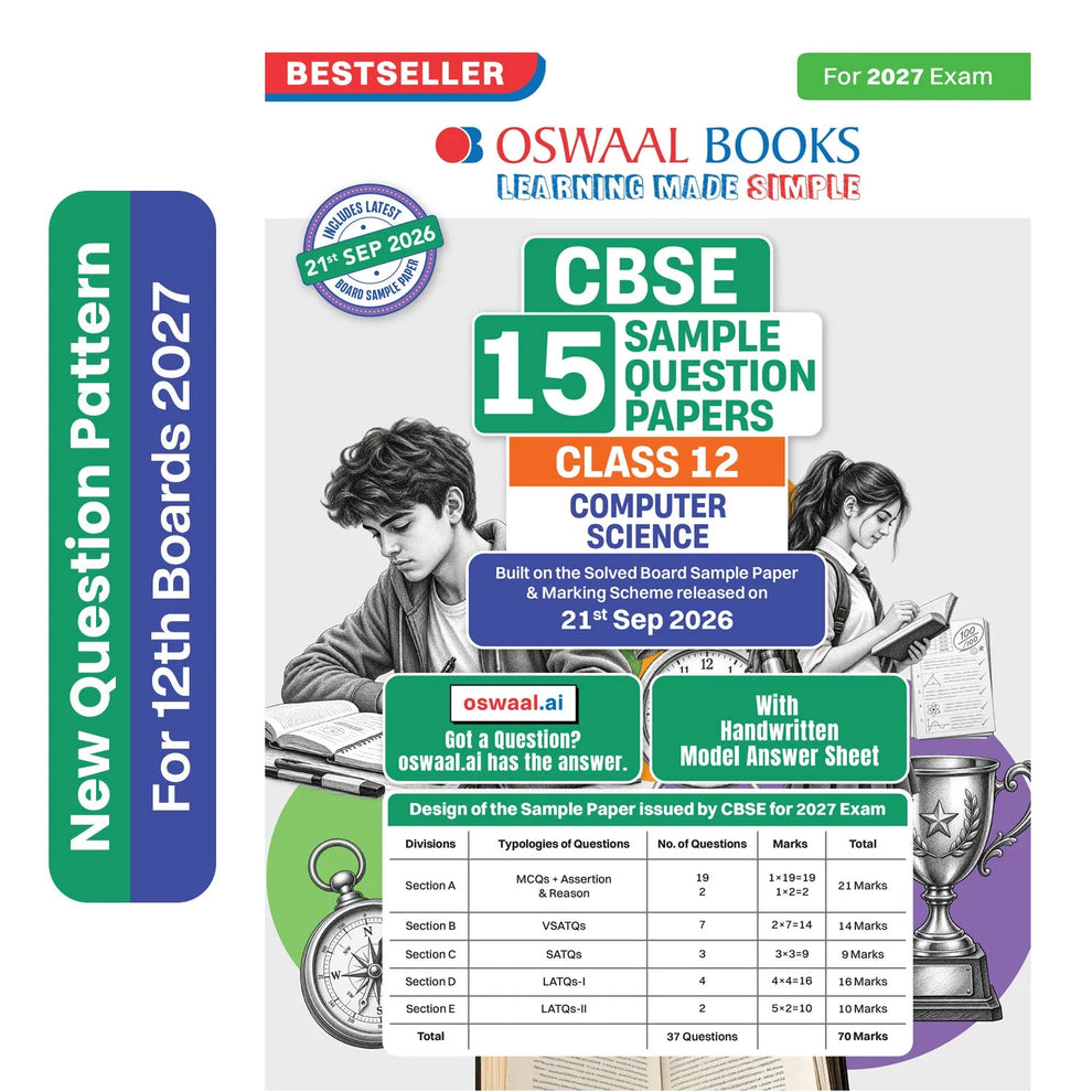 Oswaal CBSE 15 Sample Question Papers Class 12 Computer Science (For 2027 Exam)