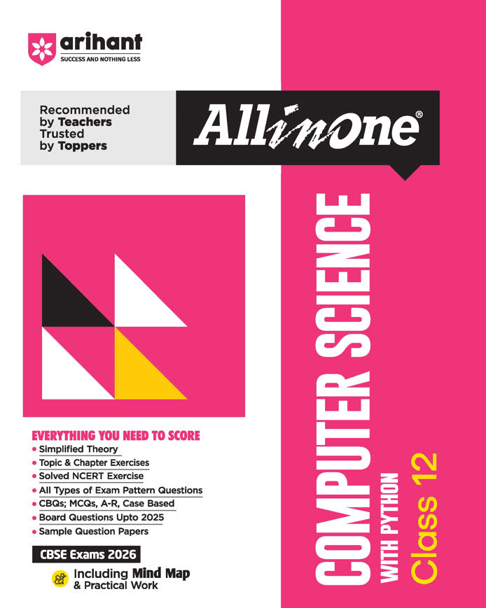 CBSE All in One Computer Science with Python Class 12th Exam 2025-26 | Sample Question Papers | Including Mind Map & Practical Work