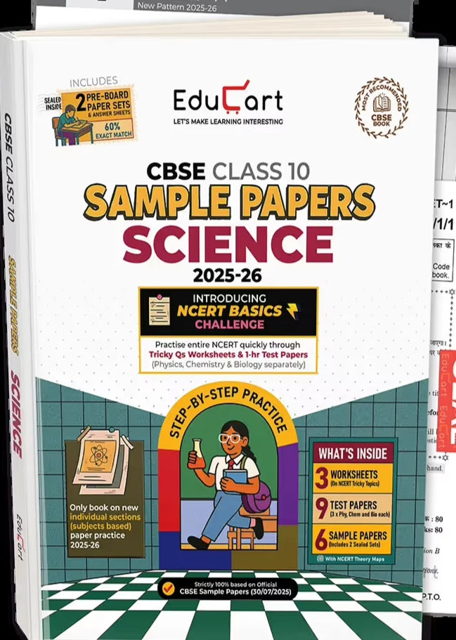Educart CBSE Sample Paper Class 10 2025-26 Science (Introducing exclusive step-by-step new practice concept on 2026 pattern)