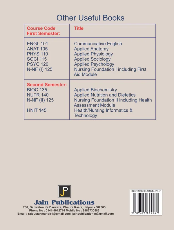 TEXT BOOK OF Nursing Foundation 2 BSC By Meenashi Kubade Revised by: Anil Saini , Publisher: JainPublications