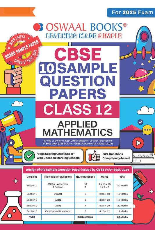 CBSE Sample Question Papers Class 12 Applied Mathematics (For 2025 Exam)Oswaal